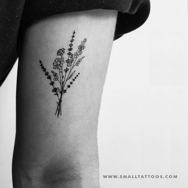 Wild Flower Bouquet Temporary Tattoo (Set of 3) – Small Tattoos